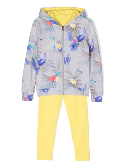 Lapin House Kids' Floral-print Tracksuit In Grey