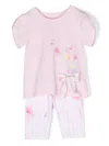 Lapin House Floral-print Trousers Set (set Of Two) In Pink