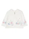 Lapin House Floral-print Zip-up Cardigan In White