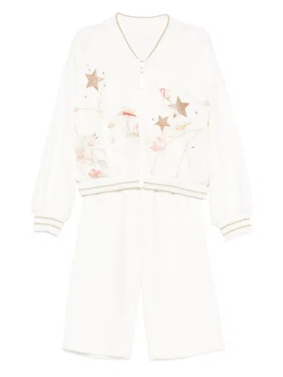Lapin House Babies' Floral-star Tracksuit Set In White