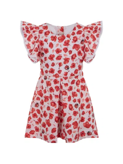 Lapin House Kids' Floral-print Ruffled Playsuits In Multi
