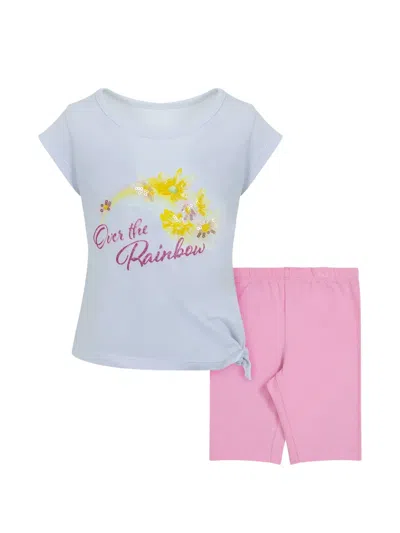 Lapin House Kids' Floral-print Side-knot Shorts Set In Multi