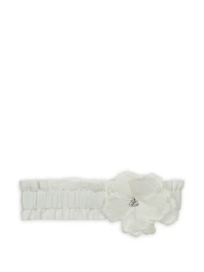 Lapin House Babies' Flower-detail Ribbon Hairband In White