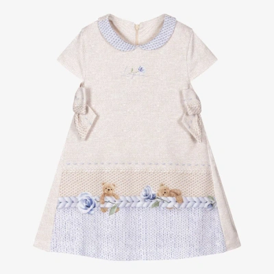Lapin House Babies' Girls Beige & Blue Teddy Dress