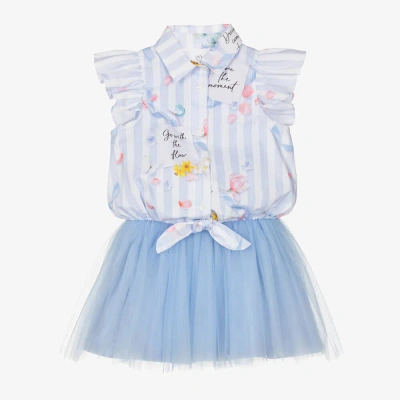 Lapin House Kids' Girls Blue 2-in-1 Jersey & Tulle Dress