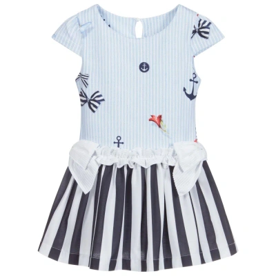 Lapin House Babies' Girls Blue & White Cotton Dress