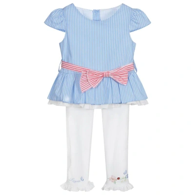 Lapin House Babies' Girls Blue & White Leggings Set