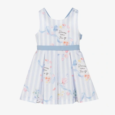 Lapin House Babies' Girls Blue & White Stripe Cotton Dress