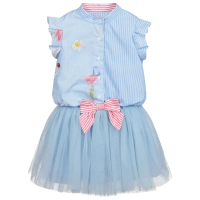 Lapin House Babies' Girls Blue Dress & Blouse Set