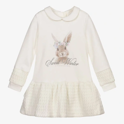 Lapin House Babies' Girls Ivory Jersey Bunny Dress