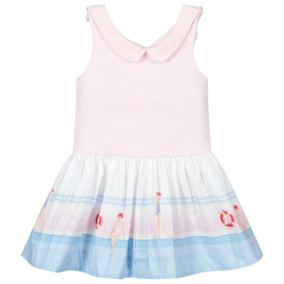 Lapin House Babies' Girls Pink & Blue Cotton Dress