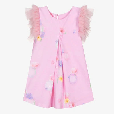 Lapin House Kids' Girls Pink Floral Cotton Dress