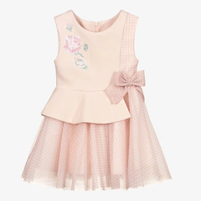 Lapin House Babies' Girls Pink Houndstooth Tulle Dress