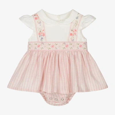 Lapin House Baby Girls Pink Linen & Cotton Dress