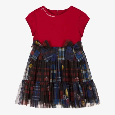 Lapin House Babies' Girls Red & Blue Tulle Dress