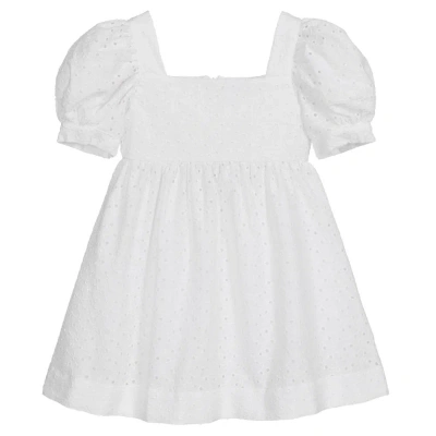 Lapin House Kids' Girls White Broderie Anglaise Dress