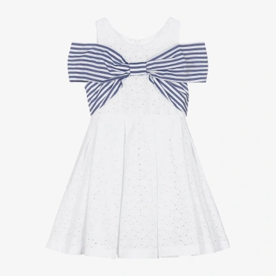 Lapin House Kids' Girls White Broderie Anglaise Dress