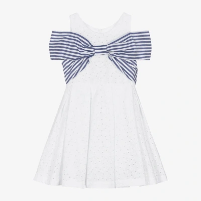 Lapin House Kids' Bow-detailing Cotton Dress In White