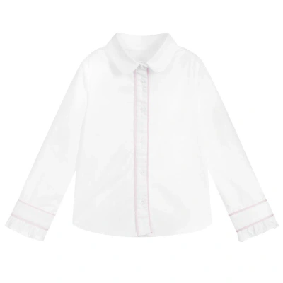 Lapin House Babies' Girls White Cotton & Velvet Shirt