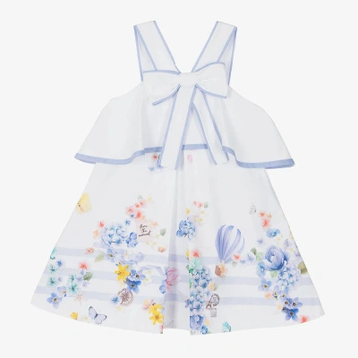 Lapin House Babies' Girls White Cotton Floral Dress