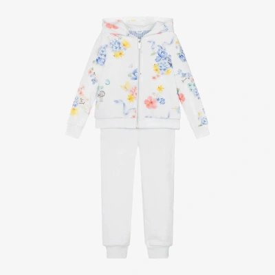 Lapin House Kids' Girls White Cotton Floral Tracksuit