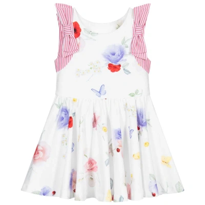 Lapin House Babies' Girls White Floral Cotton Dress