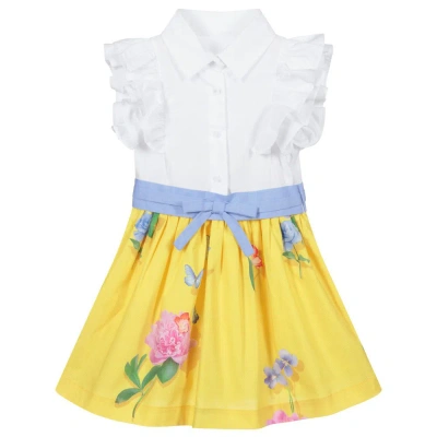 Lapin House Babies' Girls Yellow & White Cotton Dress