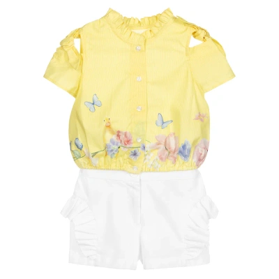 Lapin House Babies' Girls Yellow & White Shorts Set