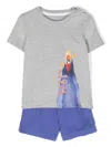 Lapin House Graphic-print Cotton-blend Shorts Set In Grey