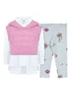 Lapin House Graphic-print Cotton Trousers Set In Pink