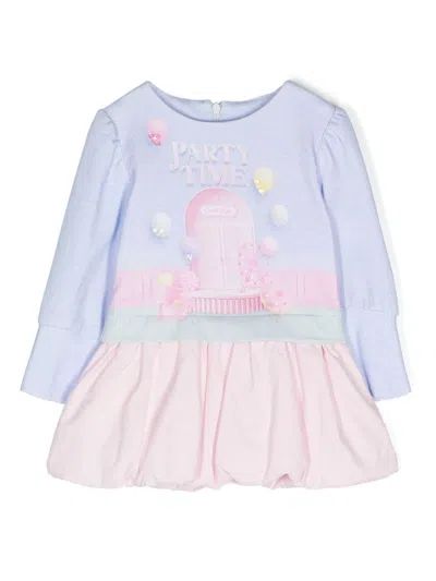 Lapin House Babies' Graphic-print Puffball Dress In 蓝色