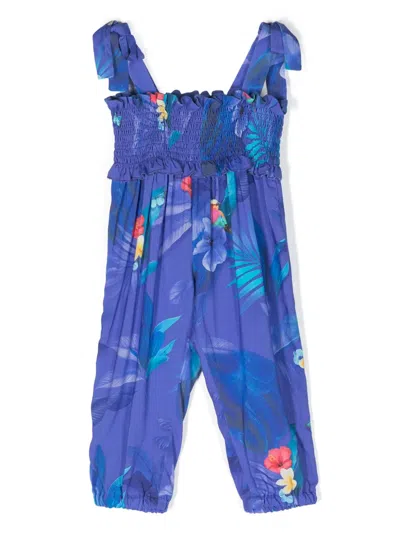 Lapin House Kids' Graphic-print Ruched Jumpsuit In Blue