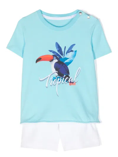Lapin House Babies' Graphic-print Shorts Set In Blue