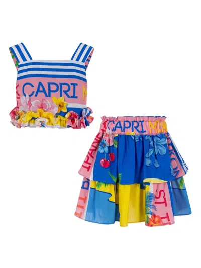 Lapin House Kids' Graphic-print Skirt In Blue