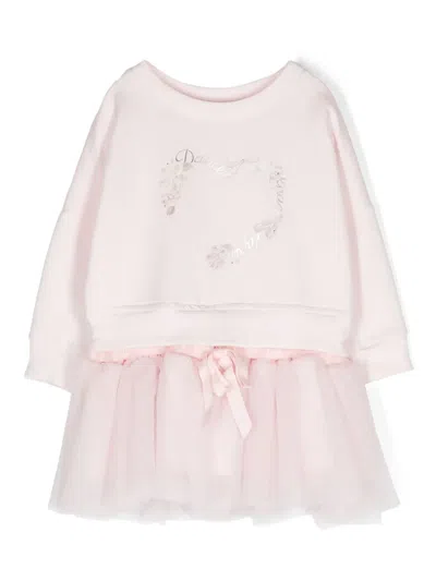 Lapin House Babies' Graphic-print Sweatshirt Dress In 粉色