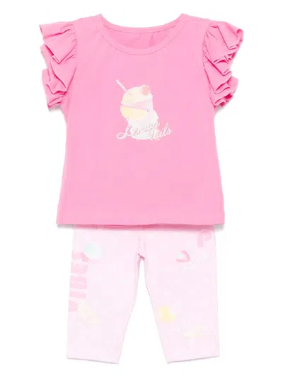 Lapin House Babies' Graphic-print Trouser Set In 粉色