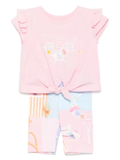 Lapin House Babies' Graphic-print Trousers Set In Pink