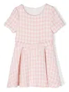 Lapin House Houndstooth-pattern Flared Dress In Pink