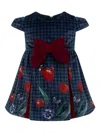 Lapin House Houndstooth-print Bow Dress In Blue