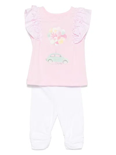 Lapin House Babies' Illustration-print Trousers Set In Pink