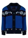 Lapin House Patterned Intarsia-knit Cotton Cardigan In Blue