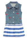 Lapin House Kiss-embroidered Dress Set In White