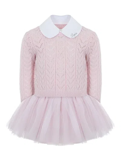 Lapin House Kids' Knitted Tulle Dress In Multi