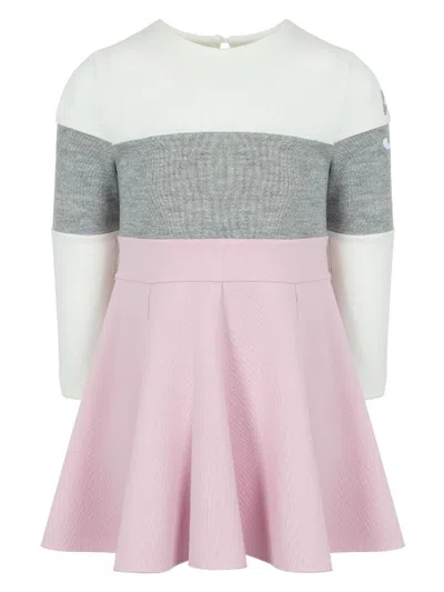 Lapin House Kids' Knitted-upper Colour-block Dress In Pink