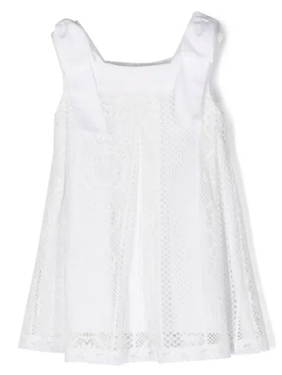 Lapin House Kids' Lace-overlay Dress In White