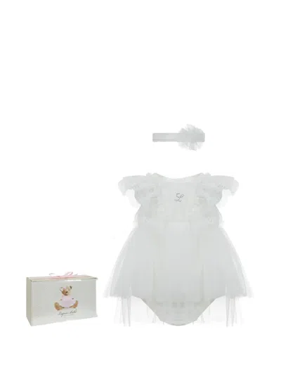 Lapin House Babies' Lace Ruffled Body Set In White