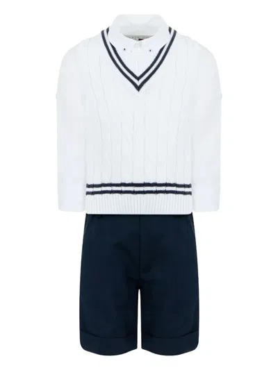 Lapin House Babies' Linen Shirt, Vest And Shorts Set In White