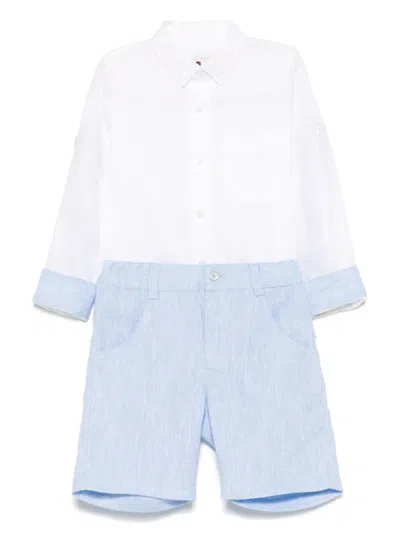 Lapin House Babies' Linen Shorts Set In White