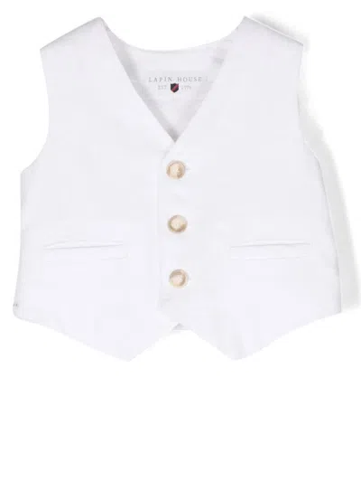 Lapin House Babies' Linen Waistcoat Jacket In White