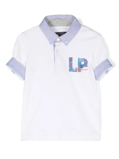 Lapin House Kids' Logo-print Cotton Polo Shirt In White